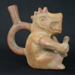 Pre-Columbian Moche Anthropomorphic Ceramic Bottle - Image 6