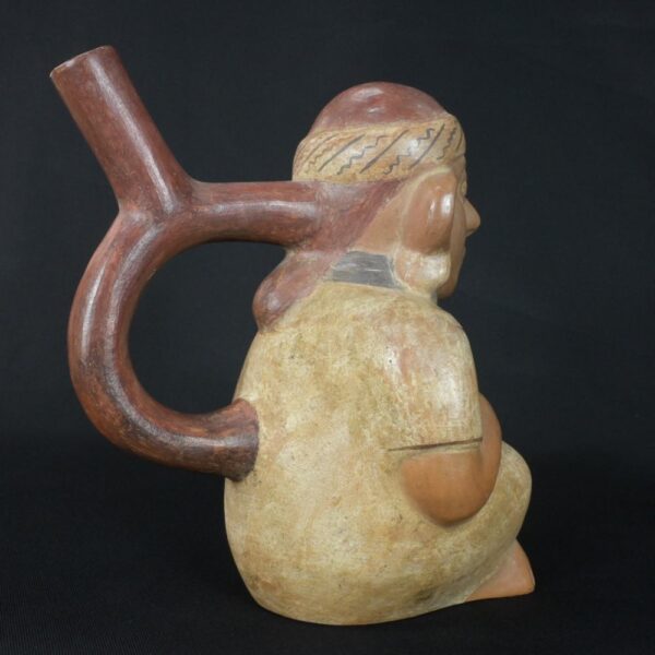Pre-Columbian Moche Ceramic Worker Bottle - Image 4