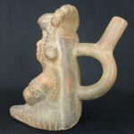 Pre-Columbian Moche Ceramic Priest Bottle - Image 2
