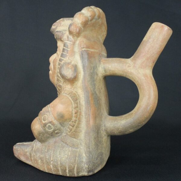 Pre-Columbian Moche Ceramic Priest Bottle - Image 2