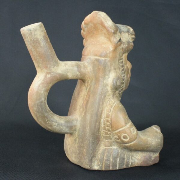 Pre-Columbian Moche Ceramic Priest Bottle - Image 4