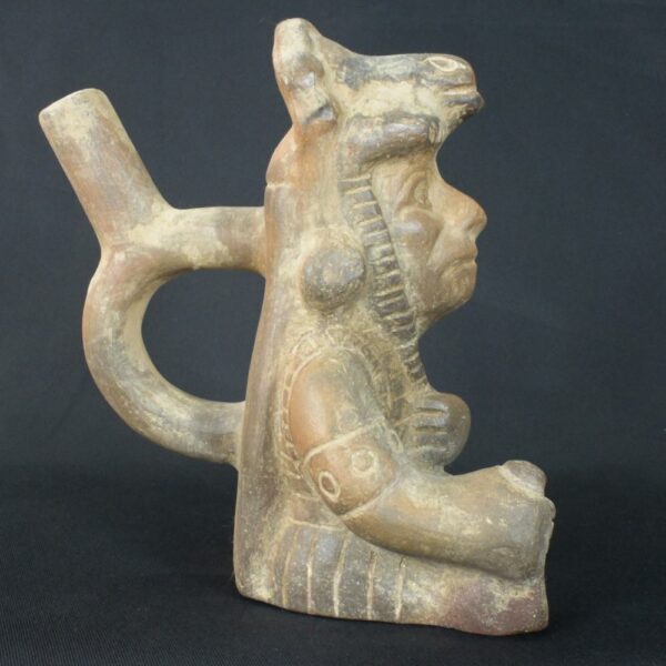 Pre-Columbian Moche Ceramic Priest Bottle - Image 5