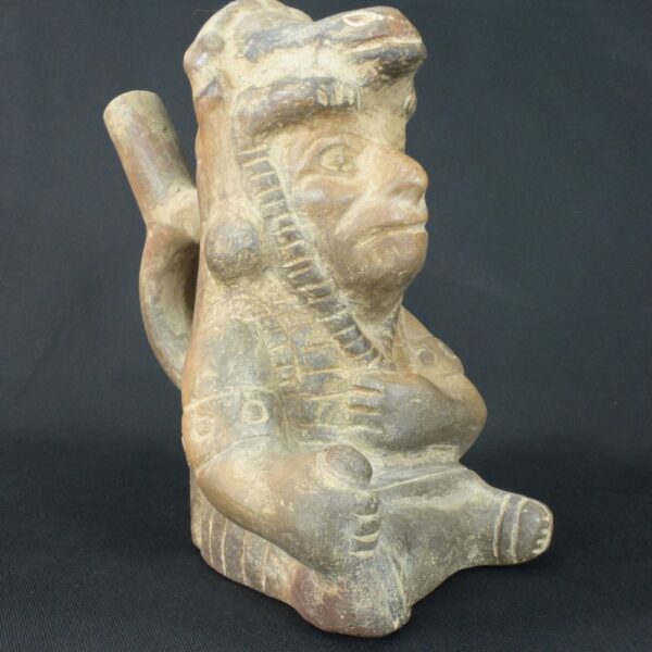 Pre-Columbian Moche Ceramic Priest Bottle - Image 6