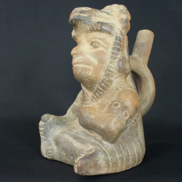 Pre-Columbian Moche Ceramic Priest Bottle - Image 8