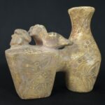 Pre-Columbian Moche Ceremonial Double Vessel with Serpent Motifs