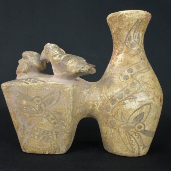 Pre-Columbian Moche Ceremonial Double Vessel with Serpent Motifs - Image 2