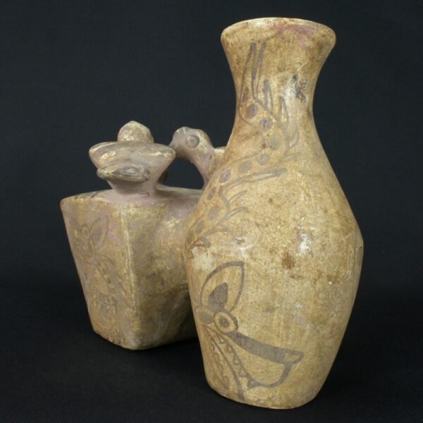 Pre-Columbian Moche Ceremonial Double Vessel with Serpent Motifs - Image 3