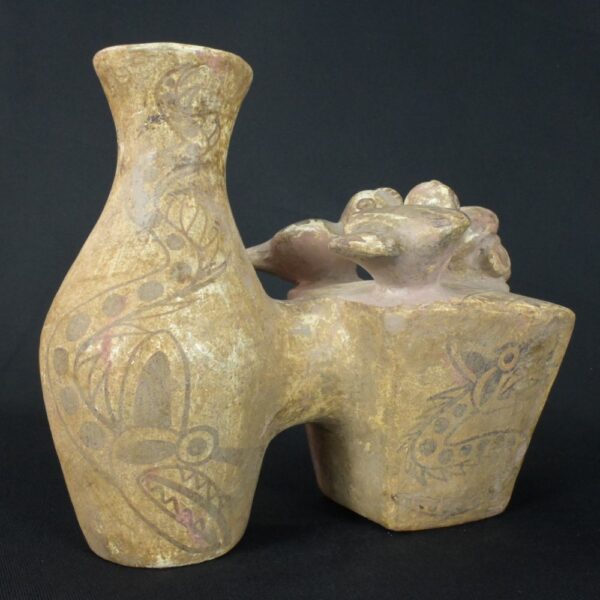 Pre-Columbian Moche Ceremonial Double Vessel with Serpent Motifs - Image 5