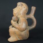 Pre-Columbian Moche Warrior Ceramic Bottle