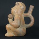 Pre-Columbian Moche Warrior Ceramic Bottle - Image 2
