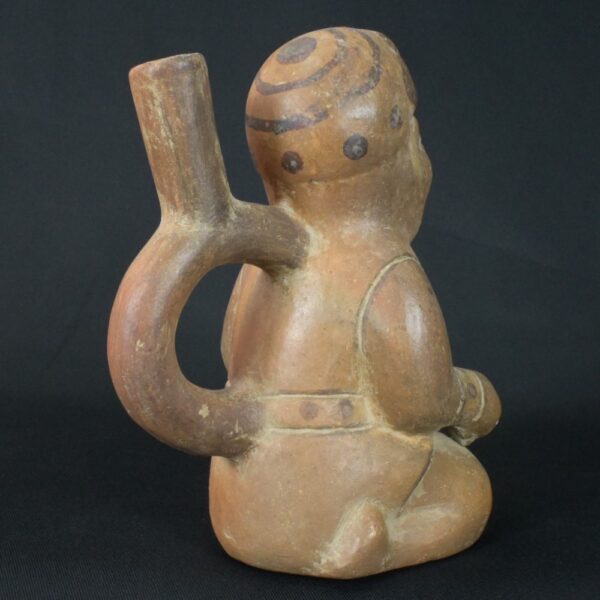 Pre-Columbian Moche Warrior Ceramic Bottle - Image 5