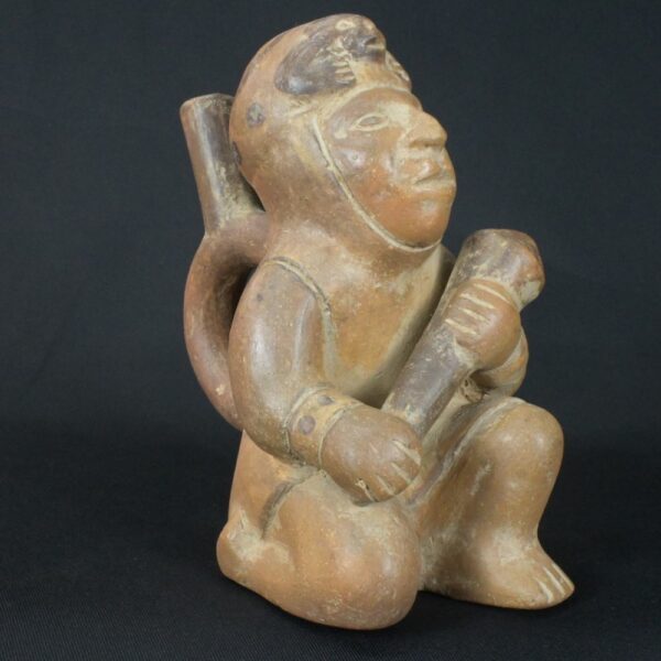Pre-Columbian Moche Warrior Ceramic Bottle - Image 7