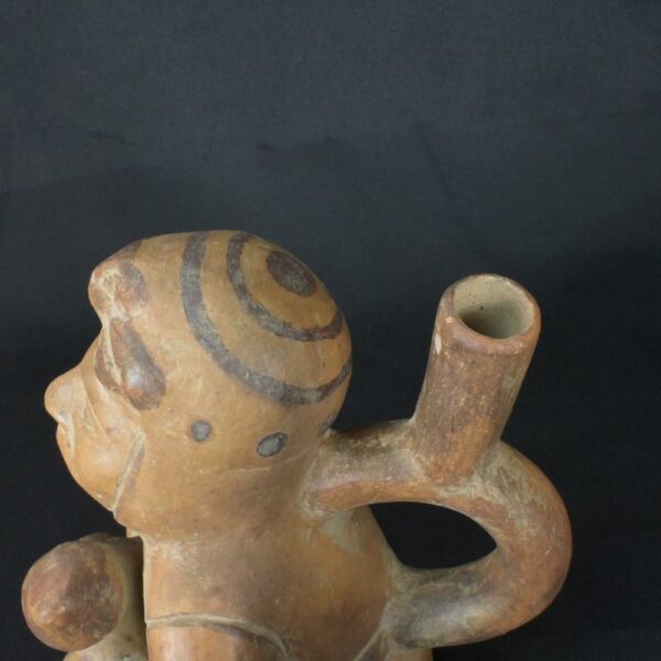 Pre-Columbian Moche Warrior Ceramic Bottle - Image 9