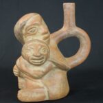 Pre-Columbian Moche Ceramic Mother and Child Bottle