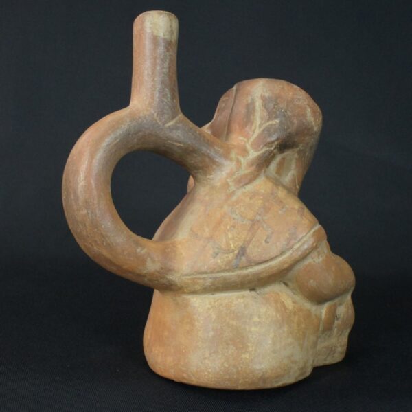 Pre-Columbian Moche Ceramic Mother and Child Bottle - Image 4