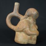 Pre-Columbian Moche Ceramic Mother and Child Bottle - Image 5