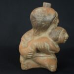 Pre-Columbian Moche Ceramic Mother and Child Bottle - Image 6