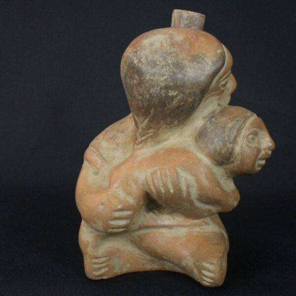 Pre-Columbian Moche Ceramic Mother and Child Bottle - Image 6