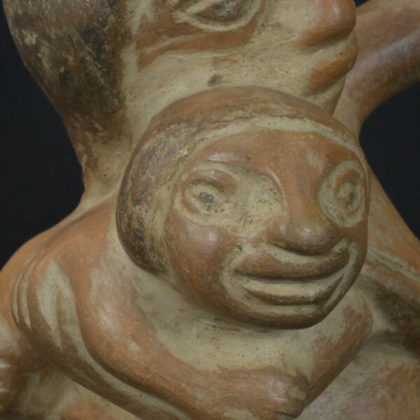Pre-Columbian Moche Ceramic Mother and Child Bottle - Image 14