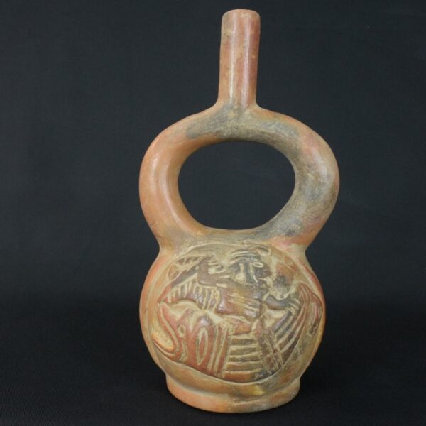 Pre-Columbian Moche Ritual Ceramic Bottle - Image 5