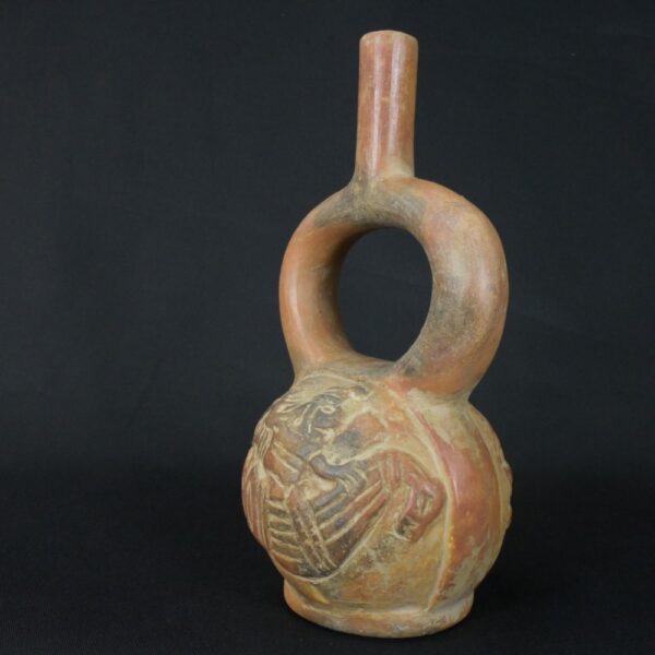 Pre-Columbian Moche Ritual Ceramic Bottle - Image 6
