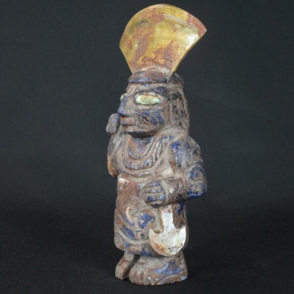 Pre-Columbian Moche Sodalite Warrior Priest Sculpture - Image 2