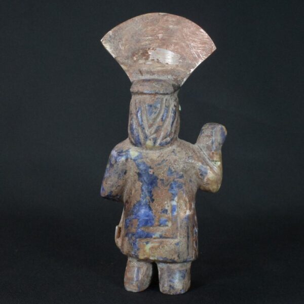 Pre-Columbian Moche Sodalite Warrior Priest Sculpture - Image 4