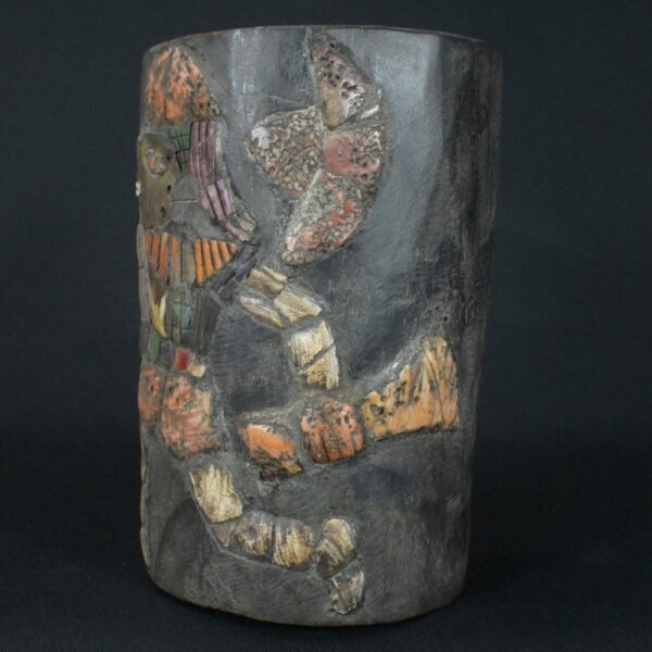 Pre-Columbian Moche Wooden Ritual Vessel with Inlays - Image 2