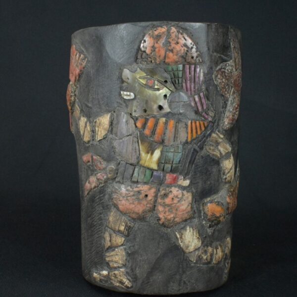 Pre-Columbian Moche Wooden Ritual Vessel with Inlays - Image 8