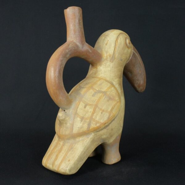 Pre-Columbian Moche Toucan Ceramic Ritual Bottle - Image 4
