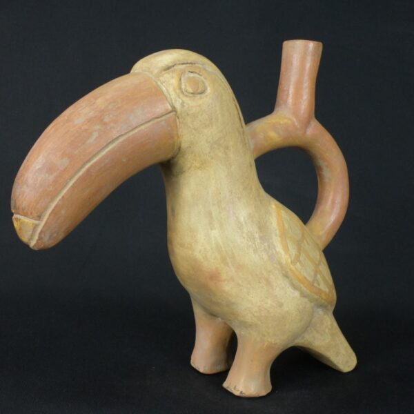 Pre-Columbian Moche Toucan Ceramic Ritual Bottle - Image 8