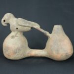 Pre-Columbian Double Chamber Whistle Vessel with Parrot