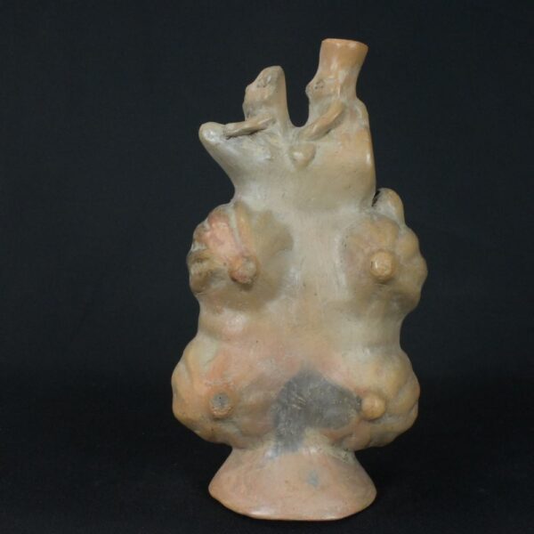 Pre-Columbian Moche Ceramic Whistle with Cacao and Figures - Image 2