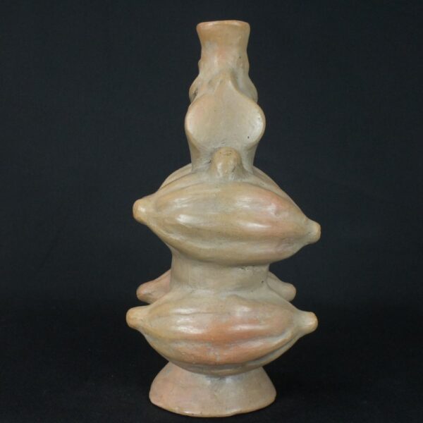 Pre-Columbian Moche Ceramic Whistle with Cacao and Figures - Image 4