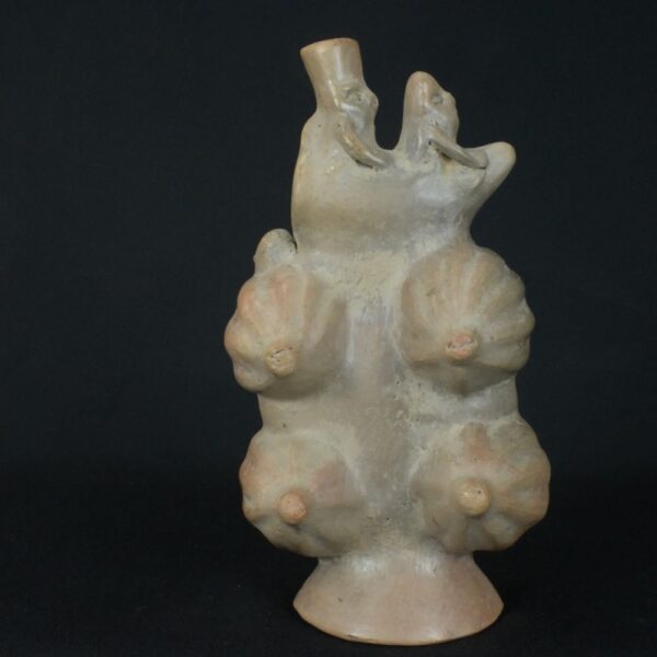 Pre-Columbian Moche Ceramic Whistle with Cacao and Figures - Image 6
