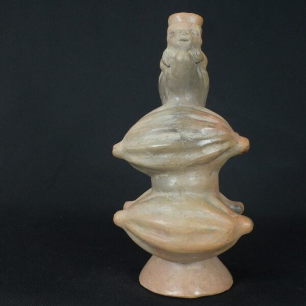 Pre-Columbian Moche Ceramic Whistle with Cacao and Figures - Image 8