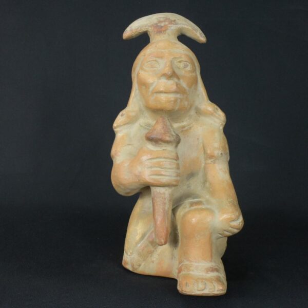 Pre-Columbian Moche Warrior Ceramic Figurine - Image 2