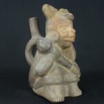 Pre-Columbian Moche Warrior Ceramic Bottle