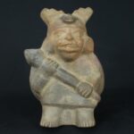 Pre-Columbian Moche Warrior Ceramic Bottle - Image 2