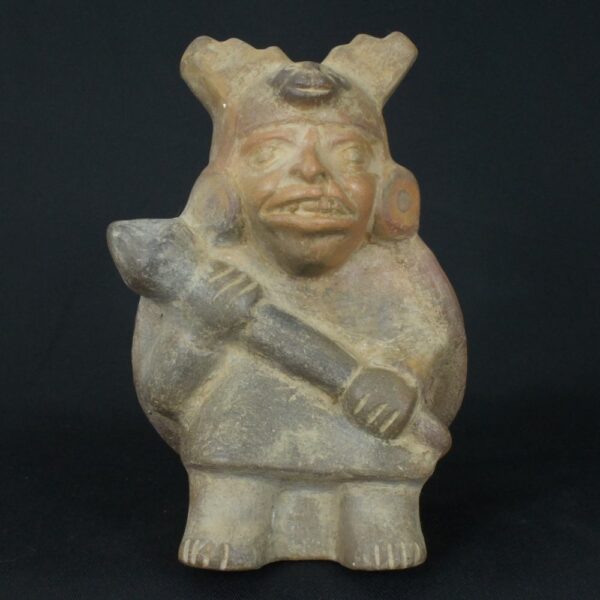 Pre-Columbian Moche Warrior Ceramic Bottle - Image 2