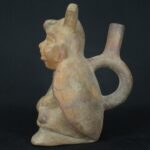 Pre-Columbian Moche Warrior Ceramic Bottle - Image 4