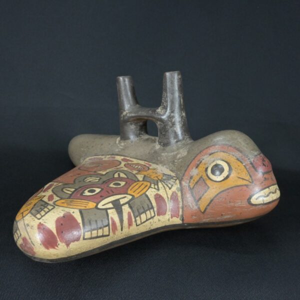 Pre-Columbian Nazca Manta Ray Ceramic Bottle - Image 6