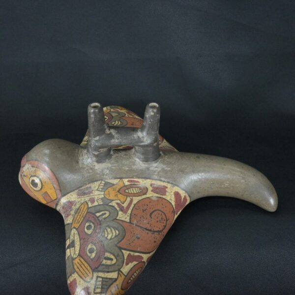Pre-Columbian Nazca Manta Ray Ceramic Bottle - Image 8