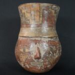Pre-Columbian Nazca Ceremonial Vessel with Face Motif