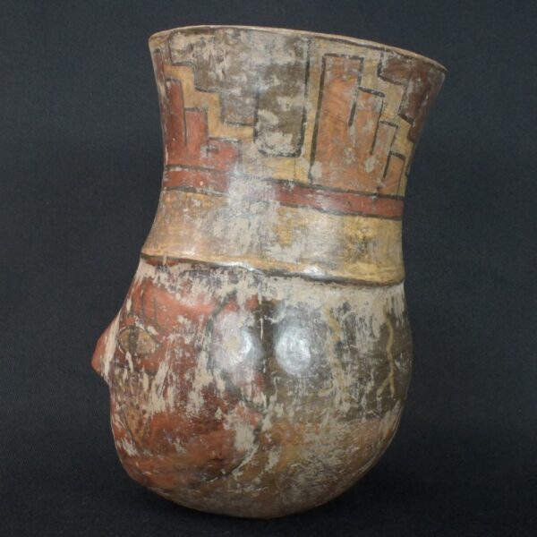 Pre-Columbian Nazca Ceremonial Vessel with Face Motif - Image 2
