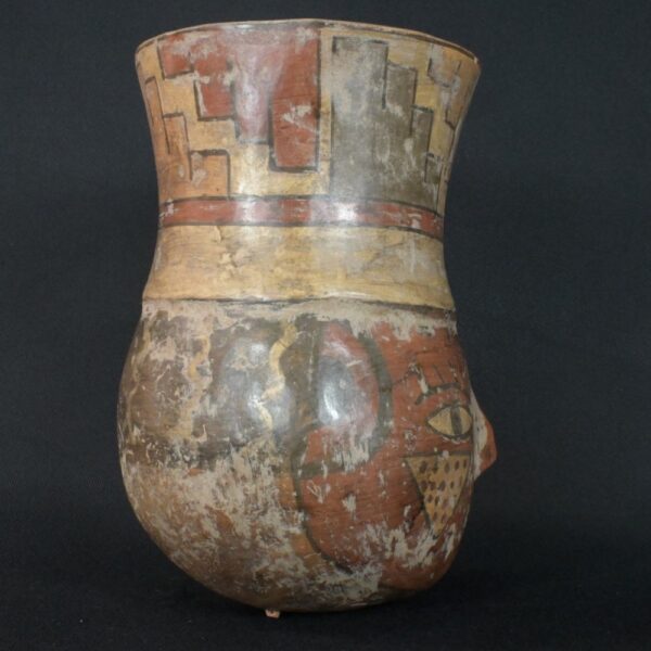 Pre-Columbian Nazca Ceremonial Vessel with Face Motif - Image 4