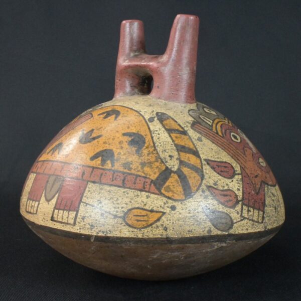 Pre-Columbian Nazca Ceramic Ritual Bottle with Insect Motifs - Image 2