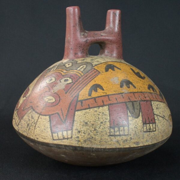 Pre-Columbian Nazca Ceramic Ritual Bottle with Insect Motifs - Image 4