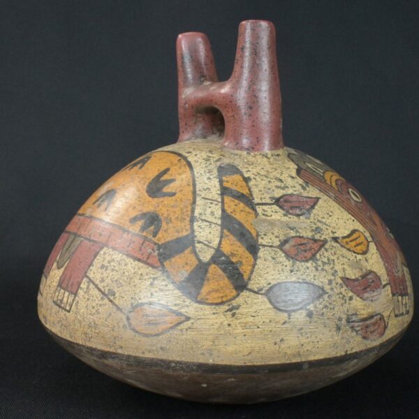 Pre-Columbian Nazca Ceramic Ritual Bottle with Insect Motifs - Image 6