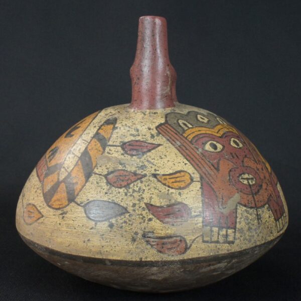 Pre-Columbian Nazca Ceramic Ritual Bottle with Insect Motifs - Image 7